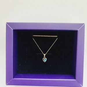 Blue Evil Tiny Heart Choker. 14K Solid Gold. New